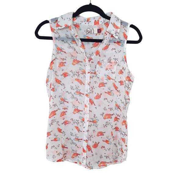 SO | Sheer Sleeveless Button-Up, Medium (Juniors), Like New - Picture 7 of 11